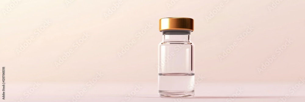Poster clear glass vial filled with liquid against a plain background in a minimalist setting. generative a
