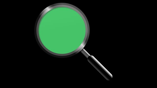 magnifying glass on green background, magnifier isolated on black and green chroma, suitable for separation