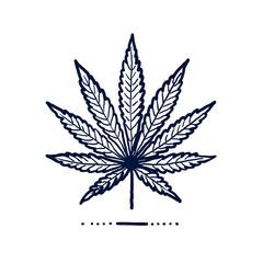 Vector illustration of a cannabis leaf. Isolated stock image ideal for medical, botanical, and organic product designs, symbolizing hemp, CBD, and natural remedies. Hemp plant