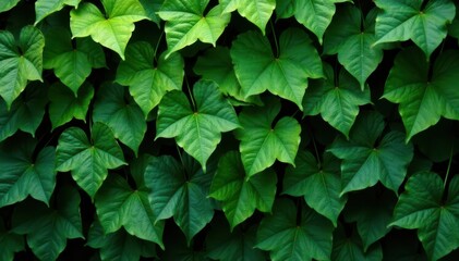 Deep green ivy, dense foliage, abstract backdrop, closeup, overlay, design