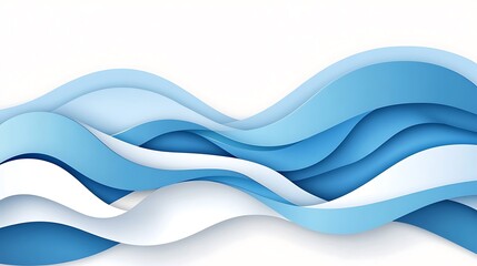 Fototapeta premium Layered Papercut Ocean Waves: Abstract Blue Digital Illustration AI Generated