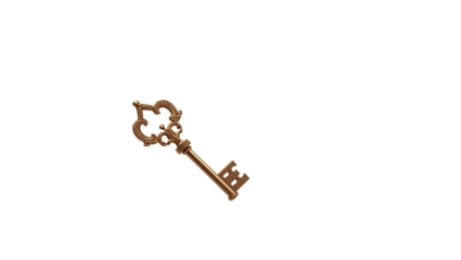 Antique Gold Key Isolated on White Background
