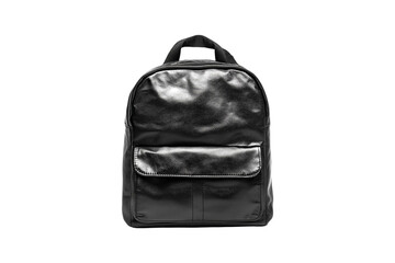 Naklejka premium Sleek Black Leather Backpack Stylish Travel Bag,