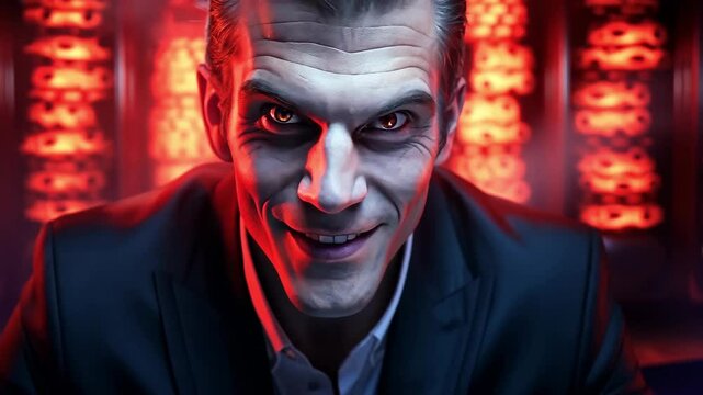 The devil, smiling slyly, represents gambling, attraction and risk. To advertise casinos and gambling. zoon in