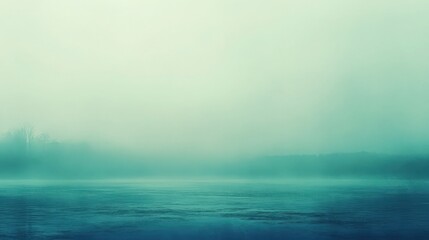 Fototapeta premium Ethereal Lake Scene: Misty Waters and Distant Shoreline in Serene Hues