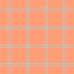Flooring plaid texture tartan, folklore fabric vector background. Bag textile check pattern seamless in pastel and light salmon colors.
