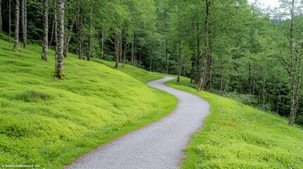 Obraz premium Winding path through mossy forest