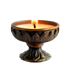 A Soft Steady Candle Flame from a Decorative Holder Isolated on Transparent Background