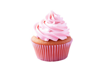 Isolated Pink Frosted Cupcake