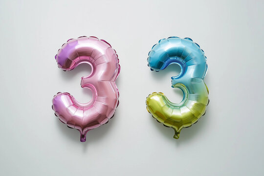 Number 33 foil balloon isolated on a white background