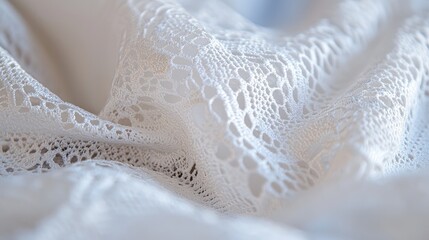 Obraz premium Delicate White Lace Fabric Texture Close-Up