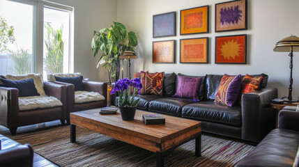 Obraz premium Contemporary Transitional Eclectic Living Room with Stylish Decor