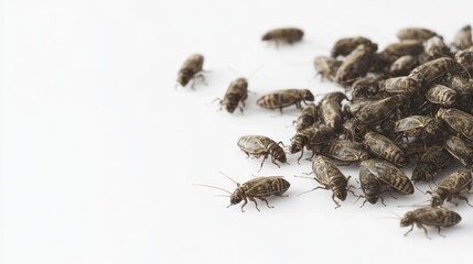 Insects on white background, close-up view