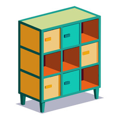 Furniture Cube Organizer Vector Illustration – Clipart, Line Art, and Cartoon Design, Furniture cube organizer vector illustration – perfect for clipart, line art, and cartoon designs.