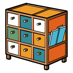 Furniture Cube Organizer Vector Illustration – Clipart, Line Art, and Cartoon Design, Furniture cube organizer vector illustration – perfect for clipart, line art, and cartoon designs.