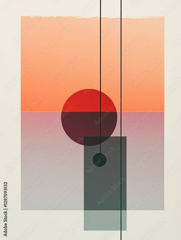 Aufkleber abstract artwork featuring geometric shapes and gradients in warm tones at sunset. generative ai