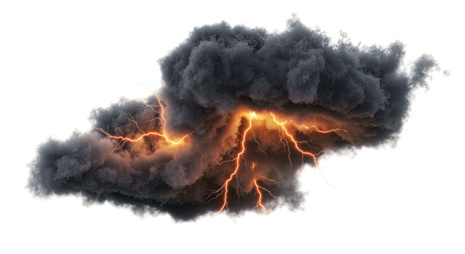 Lightning Strike From Cloud Isolate don transparent background, Lightning in Cloud PNG 