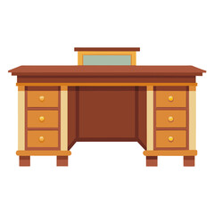 Executive Desk Vector Illustration – Cartoon, Clipart & Line Art Design, Executive desk vector illustration in clipart, cartoon, and line art style on a white background.