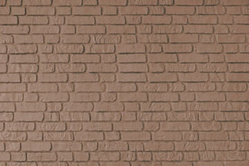Brown color painted old brick wall texture, architecture brickwork building, masonry of stone blocks structure. Design element, wallpaper, horizontal background, banner, header.