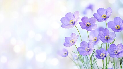 Obraz premium Purple flowers bokeh spring background design
