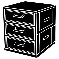Furniture Filing Cabinet Vector Illustration – Clipart, Line Art & Cartoon Design, Filing cabinet vector clipart – cartoon, line art, and detailed illustration for office or home use.