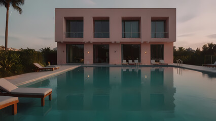 Obraz premium Upscale Hotel with Beautiful Pool