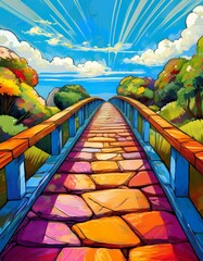 pont en pierre vers de nouvelles aventures en ia façon BD