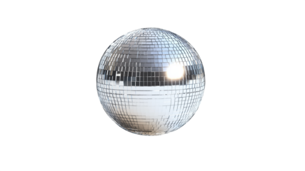 silver disco ball isolated on white background , transparent png 
