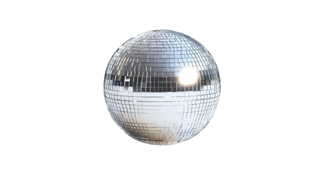 silver disco ball isolated on white background , transparent png 