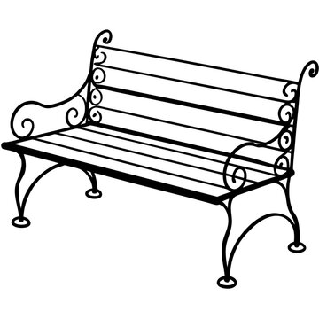recommend clip art: Furniture Garden Bench Vector Illustration – Clipart, Cartoons & Line Art on White Background, High-quality vector illustration of a garden bench – perfect for clipart, cartoons, and line art designs.