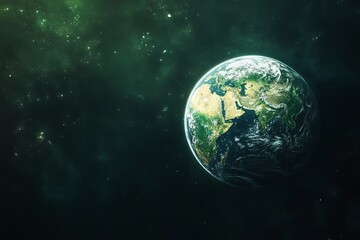 Fototapeta premium Stunning Green Planet Earth Space View High Resolution Detailed Image Amazing World Globe Nature Background Ecology Environmental Conservation 