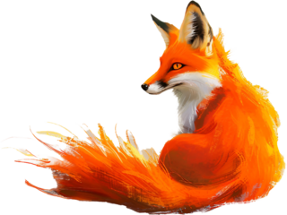 Transparent Background Vibrant Orange Fox
