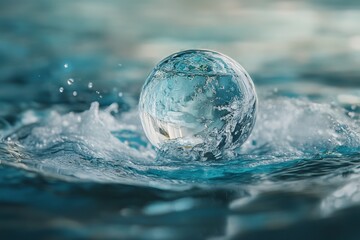 Crystal Globe Water Drop Ocean Blue Teal Nature Serenity Tranquil Peaceful Calm Relaxing Summer Splash Liquid Refreshing Clean Pure Aqua Turquoise    
