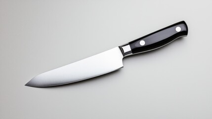 Fototapeta premium Sharp chef's knife on grey surface, cooking utensil