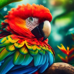 Fototapeta premium A beautiful parrot sits on a branch