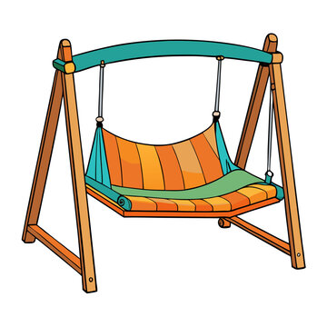 recommend clip art: Furniture Hammock Swing Vector Illustration - Cartoon, Clipart & Line Art Design,  Vector illustration of a furniture hammock swing in cartoon, clipart, and line art styles.
