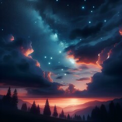 Naklejka premium Blue sky, clouds, clouds