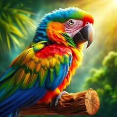 Obraz premium A beautiful parrot sits on a branch