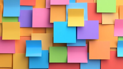 Vibrant 3D Render of Overlapping Colorful Sticky Notes AI Generated