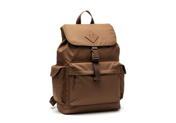 Stylish brown backpack made from durable material, perfect for adventures and daily use. on a white background.