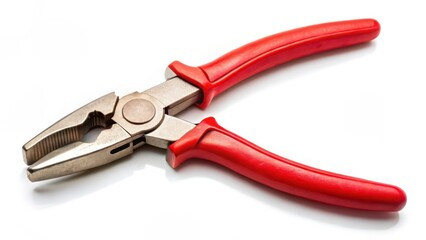 Fototapeta premium Red-handled Pliers on White Background