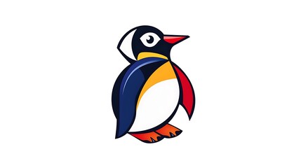 Obraz premium Vibrant Cartoon Penguin Illustration: A Colorful Digital Design AI Generated