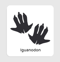 Iguanodon dinosaur footprints. Vector illustration