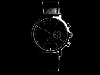 Sleek Black Leather Watch - Modern Timepiece