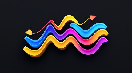 Vibrant 3D Render of Intertwined Growth Curves on Dark Background AI Generated