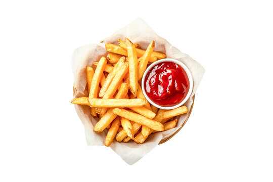 Crispy French Fries and Ketchup in a Basket