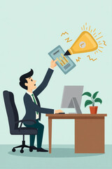 Businessman Upgrading Working Skills by Adding New Abilities and Knowledge to Improve Job Performance