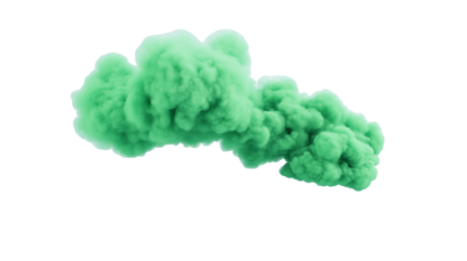 Vibrant green smoke cloud on a transparent background