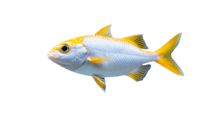 Yellow fish with detailed fins and scales isolated on transparent background