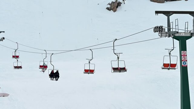 Saklıkent, Antalya's ski resort. Skiing, sledding, snow, snowballs, ski lifts, snowboarding, snowmen, snow-capped mountains,